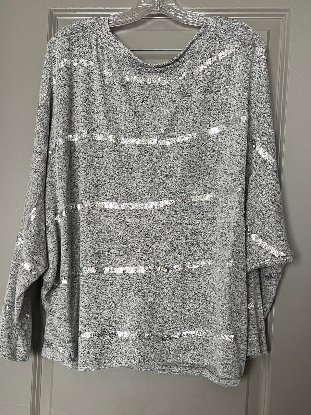 Silver Sequin Striped Sweater - Picture 2 of 3
